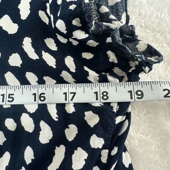 Kirundo Size L Floral Embroidered Ruffle Sleeve Knee Length Dress Navy White Dot - Picture 6 of 9